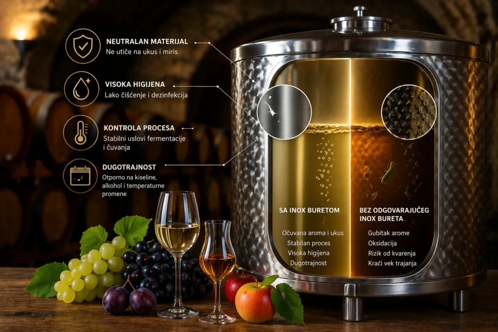 infografika inox bureta kako utice na aromu vina i rakije