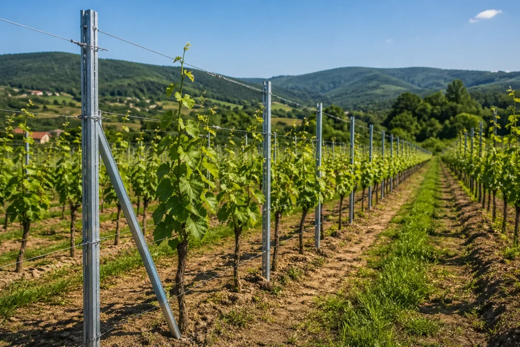metalni stubovi za vinograd u modernom zasadu